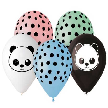 Lateksowe kolorowe Balony Premium Hel Panda, 13 cali/ 5 szt.