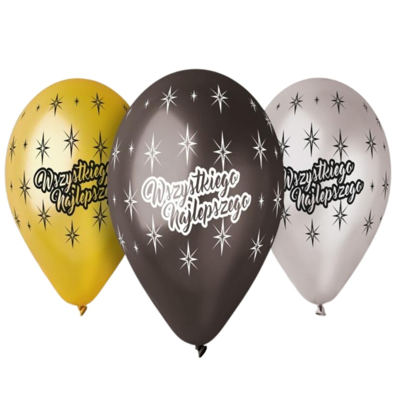 Balony Premium Hel Wszystkiego Najlepszego, 13 cali/ 5 szt.