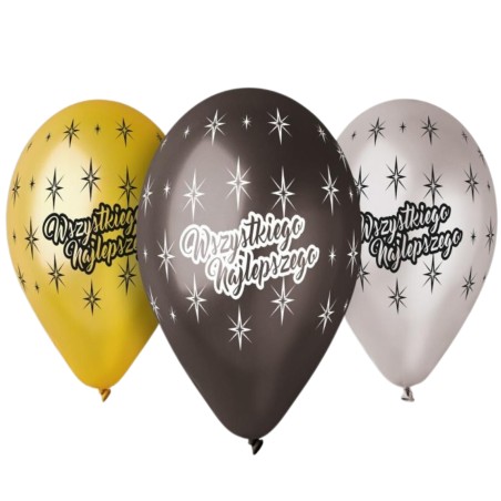 Balony Premium Hel Wszystkiego Najlepszego, 13 cali/ 5 szt.