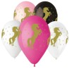 Balony Premium Hel Złoty Jednorożec, 13 cali/ 5 szt.