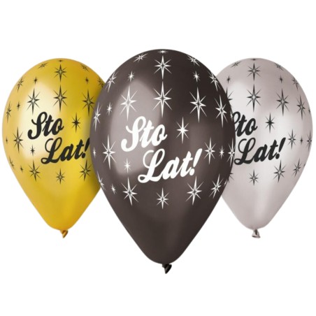 Lateksowe Balony Premium Hel Sto Lat, metaliczne, 13 cali/ 6 szt.