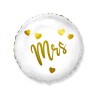 Foliowe Balony białe z napis. "Mrs". 18" - 46 cm / 1 szt.