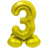 Balon foliowy złota "stojąca cyfra 3", 28"- 72 cm /1szt