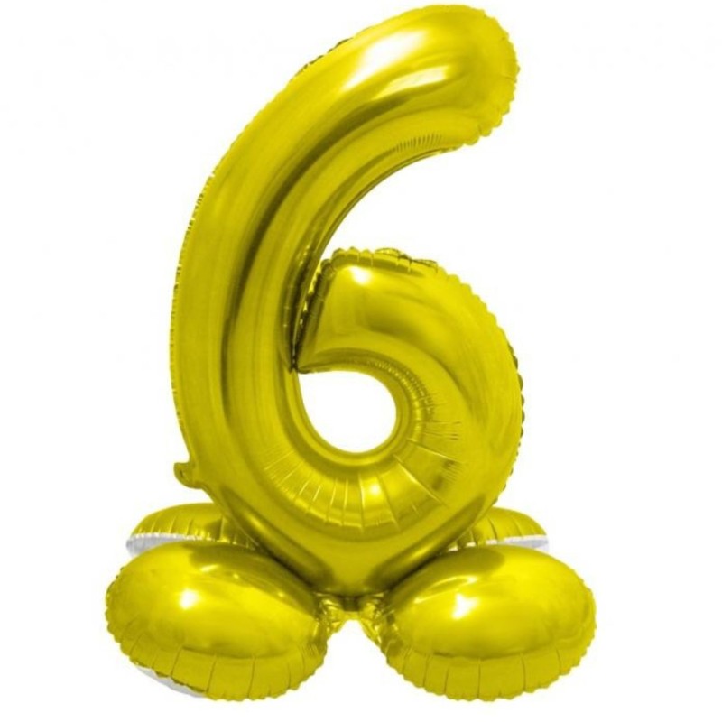 Balon foliowy złota "stojąca cyfra 6", 28"- 72 cm /1szt