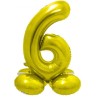 Balon foliowy złota "stojąca cyfra 6", 28"- 72 cm /1szt