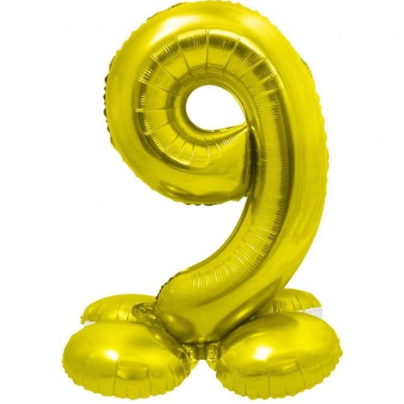 Balon foliowy złota "stojąca cyfra 9", 28"- 72 cm /1szt