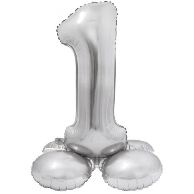 Balon foliowy srebrna "stojąca cyfra 1", 28"- 72 cm /1szt