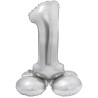 Balon foliowy srebrna "stojąca cyfra 1", 28"- 72 cm /1szt