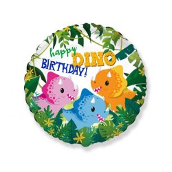 Foliowe Balony kolorowe z napisem "Happy Birthday"(Dinozaury). 18"- 46 cm / 1 szt.