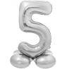 Balon foliowy srebrna "stojąca cyfra 5", 28"- 72 cm /1szt