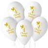 Lateksowe białe Balony Chrzest Św. (świeca), 13"/ 5 szt.