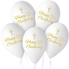 Lateksowe białe Balony Premium Hel Happy Christening, 13"/ 5 szt.