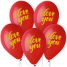 Lateksowe czerwone Balony Premium Hel I Love You (złoty napis), 13 cali/ 5 szt.