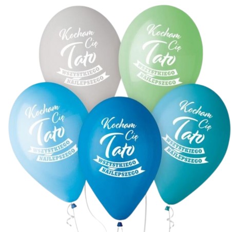 Lateksowe Balony Premium Hel Kocham Cię Tato, 13 cali/ 5 szt.