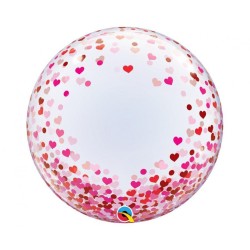 Foliowy balon przezroczysty w Serduszka 24" - 61 cm. 1 szt.