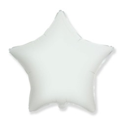 Balon foliowy biały w kształcie gwiazdy, 18"- 47 cm /1szt