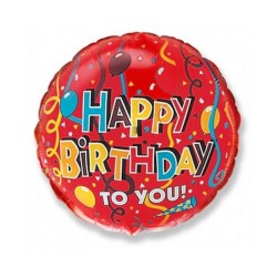 Foliowy balon kolorowy "Happy Birthday", 18" - 46 cm. 1 szt.