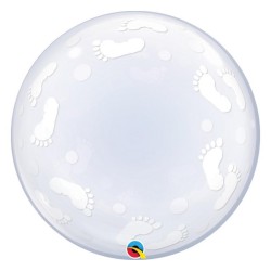 Foliowe Balony białe z nadru. Baby Footprints. 22" - 56 cm / 1 szt.