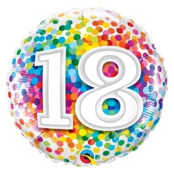 Foliowy balon kolorowy z napisem "18 ", 18" - 35 cm. 1 szt.