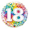 Foliowy balon kolorowy z napisem "18 ", 18" - 35 cm. 1 szt.