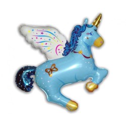 Kolorowy Balon foliowy 24" FX - "Jednorożec magiczny" (niebieski) 1 szt.