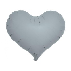 Balon foliowy szary w kształcie "serca", 14"- 35 cm / 5 szt.