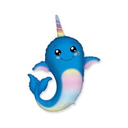 Kolorowy Balon foliowy 14 cali FX - Narwal 1 szt.