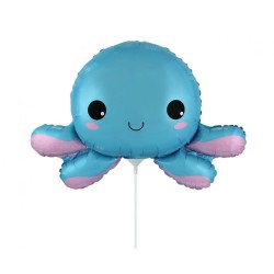 Foliowe Balony niebieskie w kszta. Szczęśliwa ośmiornica . 14" - 35 cm / 1 szt.