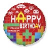 Foliowe Balony kolorowe z napisem "Happy Birthday"(Retro). 18"- 46 cm / 1 szt.(pakowany)