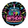 Foliowe Balony kolorowe z napisem "Happy Birthday"(NEON). 18"- 46 cm / 1 szt. (pakowany)