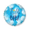 Foliowe Balony niebieskie z napis. "Hello Baby". 18" - 46 cm / 1 szt.(pakowany)