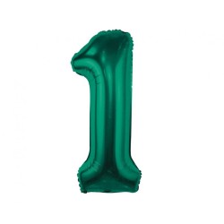 Balon foliowy zielona Cyfra 1, 33,5"- 85 cm / 1 szt
