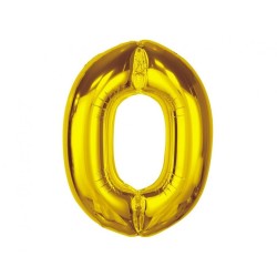 Balon foliowy złota "cyfra 0", 36"- 92 cm /1szt