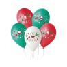 Lateksowe Balony Premium "Mikołaj", czerwone, zielone i białe, 12" / 5 szt.
