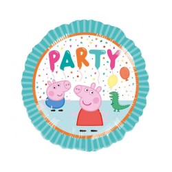Foliowe Balony kolorowe z napisem "Party"(Peppa Pig). 18"- 46 cm / 1 szt.