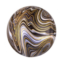 Foliowe czarny balon w kształcie kuli marblez, 16” - 40 cm. 1 szt.
