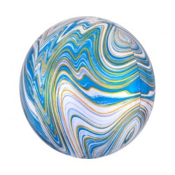 Foliowe niebieskie balony w kształcie kuli marblez, 16” - 40 cm. 1 szt.