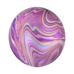 Foliowe fioletowe balony w kształcie kuli marblez, 16” - 40 cm. 1 szt.