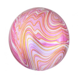 Foliowe różowe balony w kształcie kuli marblez, 16” - 40 cm. 1 szt.