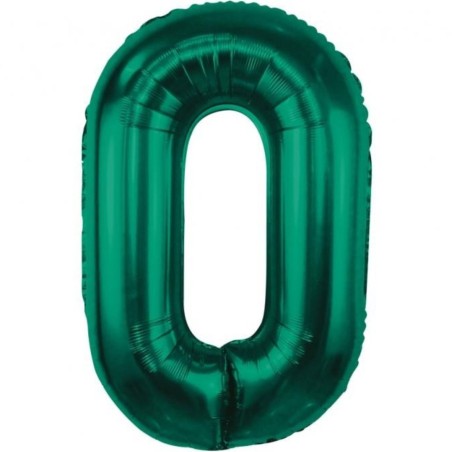 Balon foliowy zielona Cyfra 0, 33,5"- 85 cm / 1 szt