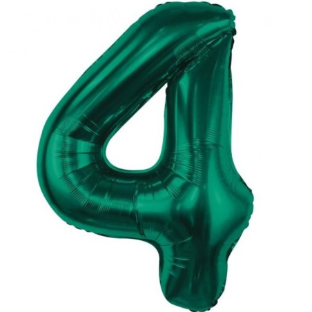 Balon foliowy zielona Cyfra 4, 33,5"- 85 cm / 1 szt