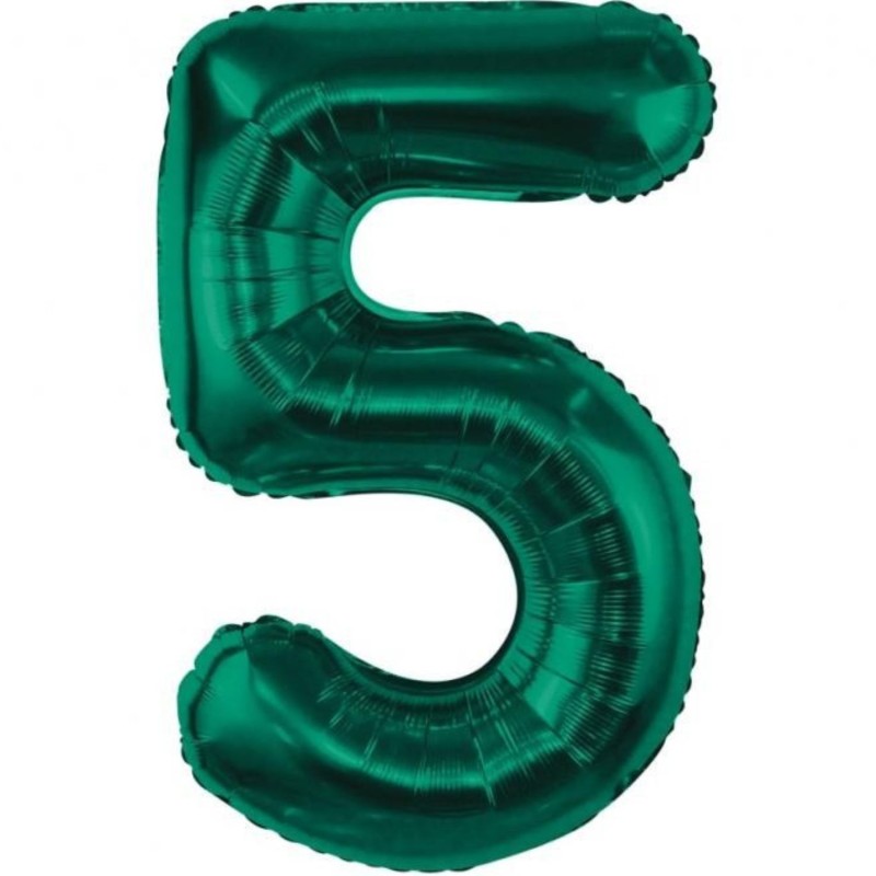 Balon foliowy zielona Cyfra 5, 33,5"- 85 cm / 1 szt