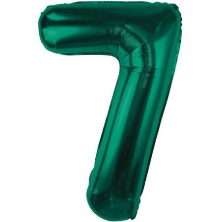Balon foliowy zielona Cyfra 7, 33,5"- 85 cm / 1 szt