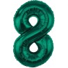 Balon foliowy zielona Cyfra 8, 33,5"- 85 cm / 1 szt