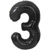 Balon foliowy czarna Cyfra 3, 33,5"- 85 cm / 1 szt