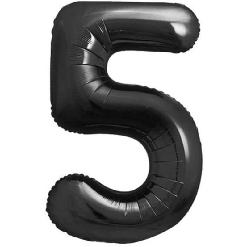 Balon foliowy czarna Cyfra 5, 33,5"- 85 cm / 1 szt
