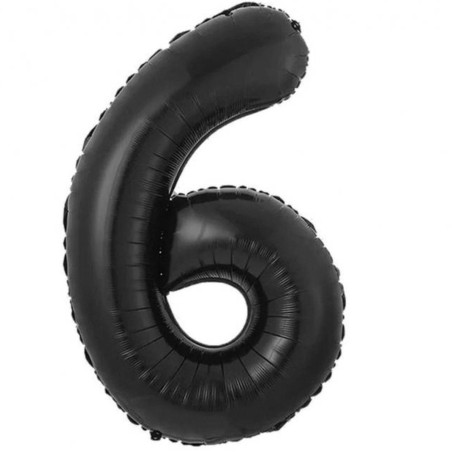 Balon foliowy czarna Cyfra 6, 33,5"- 85 cm / 1 szt