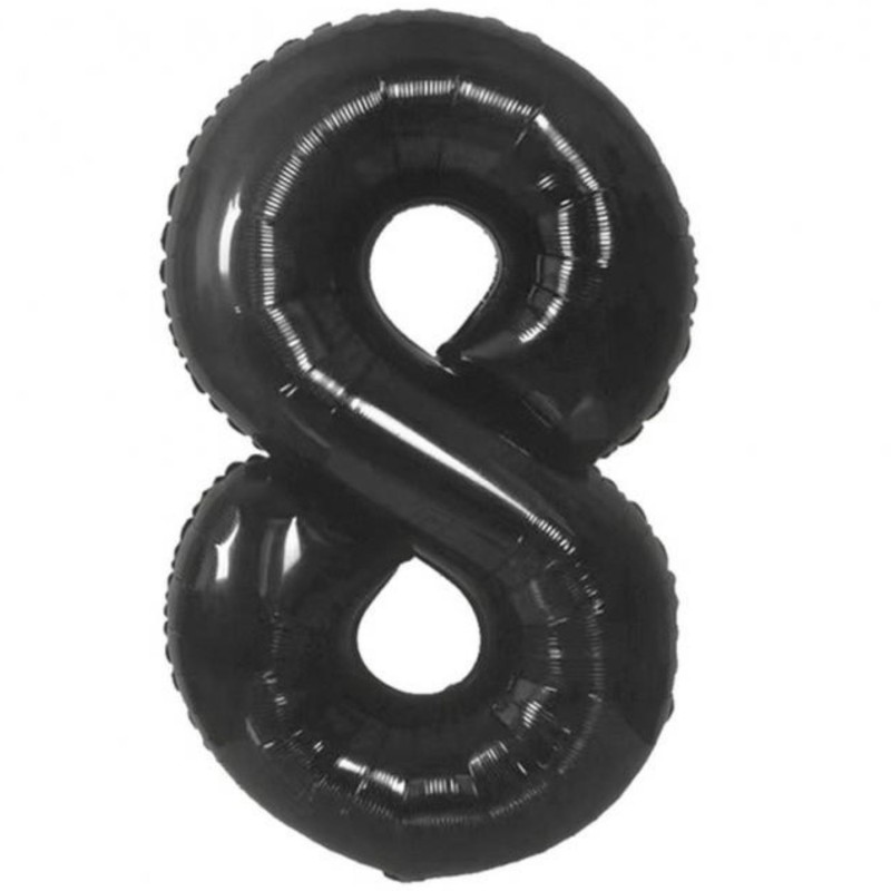 Balon foliowy czarna Cyfra 8, 33,5"- 85 cm / 1 szt