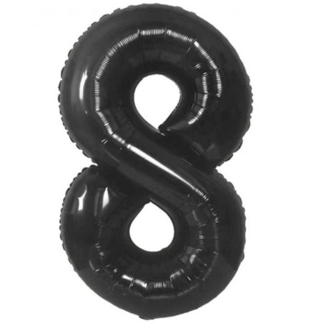 Balon foliowy czarna Cyfra 8, 33,5"- 85 cm / 1 szt