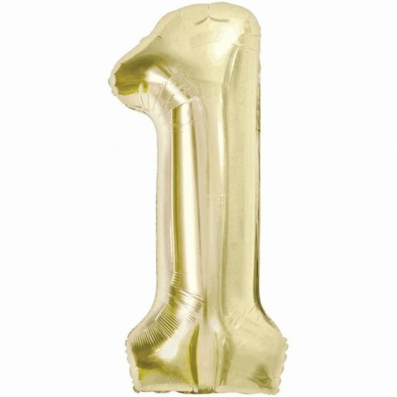 Balon foliowy beżowa Cyfra 1, 33,5"- 85 cm / 1 szt